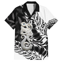 Aotearoa Manaia NZ Maori Silver Fern Family Matching Puletasi and Hawaiian Shirt LT14 Dad's Shirt - Short Sleeve Black - Polynesian Pride