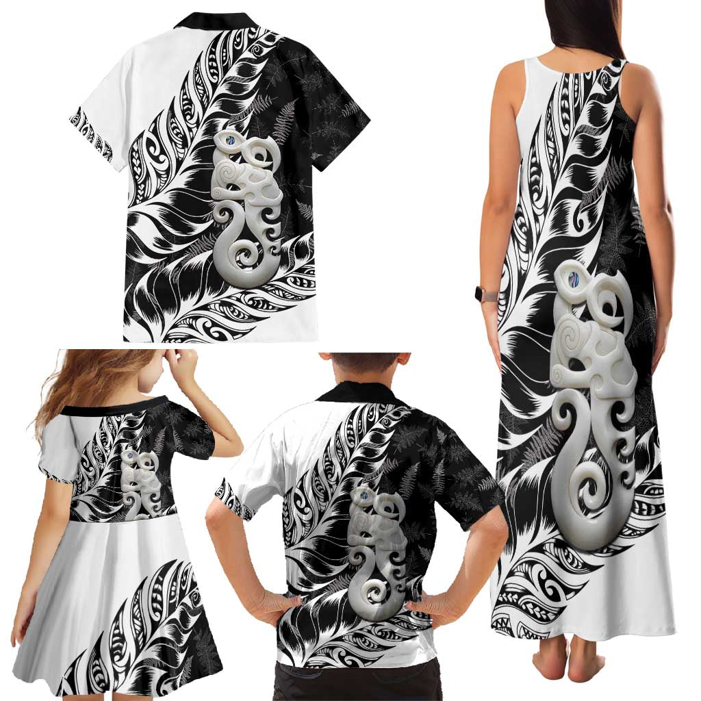 Aotearoa Manaia NZ Maori Silver Fern Family Matching Tank Maxi Dress and Hawaiian Shirt LT14 - Polynesian Pride