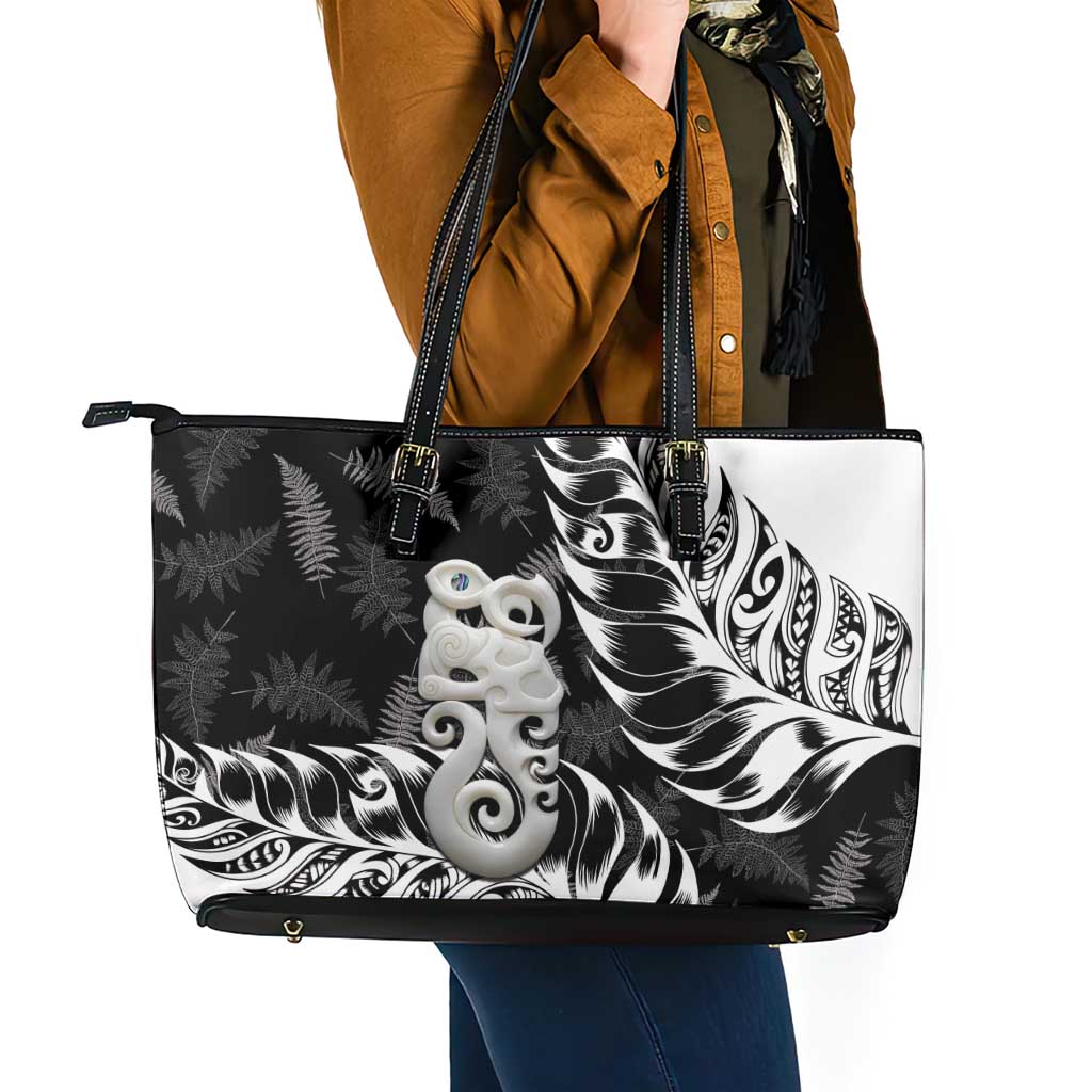 Aotearoa Manaia NZ Maori Silver Fern Leather Tote Bag LT14 - Polynesian Pride
