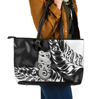 Aotearoa Manaia NZ Maori Silver Fern Leather Tote Bag LT14 - Polynesian Pride
