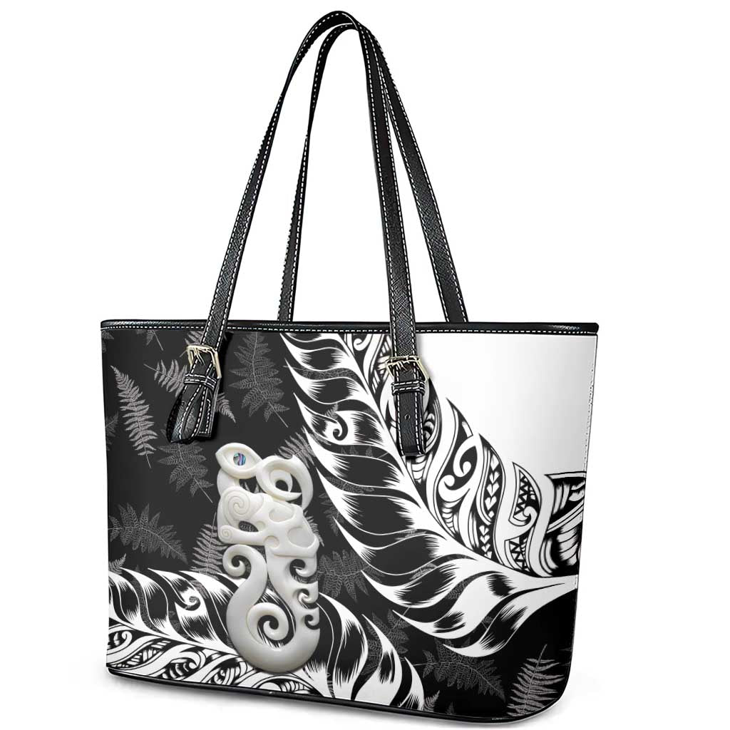 Aotearoa Manaia NZ Maori Silver Fern Leather Tote Bag LT14 - Polynesian Pride