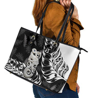 Aotearoa Manaia NZ Maori Silver Fern Leather Tote Bag LT14 - Polynesian Pride