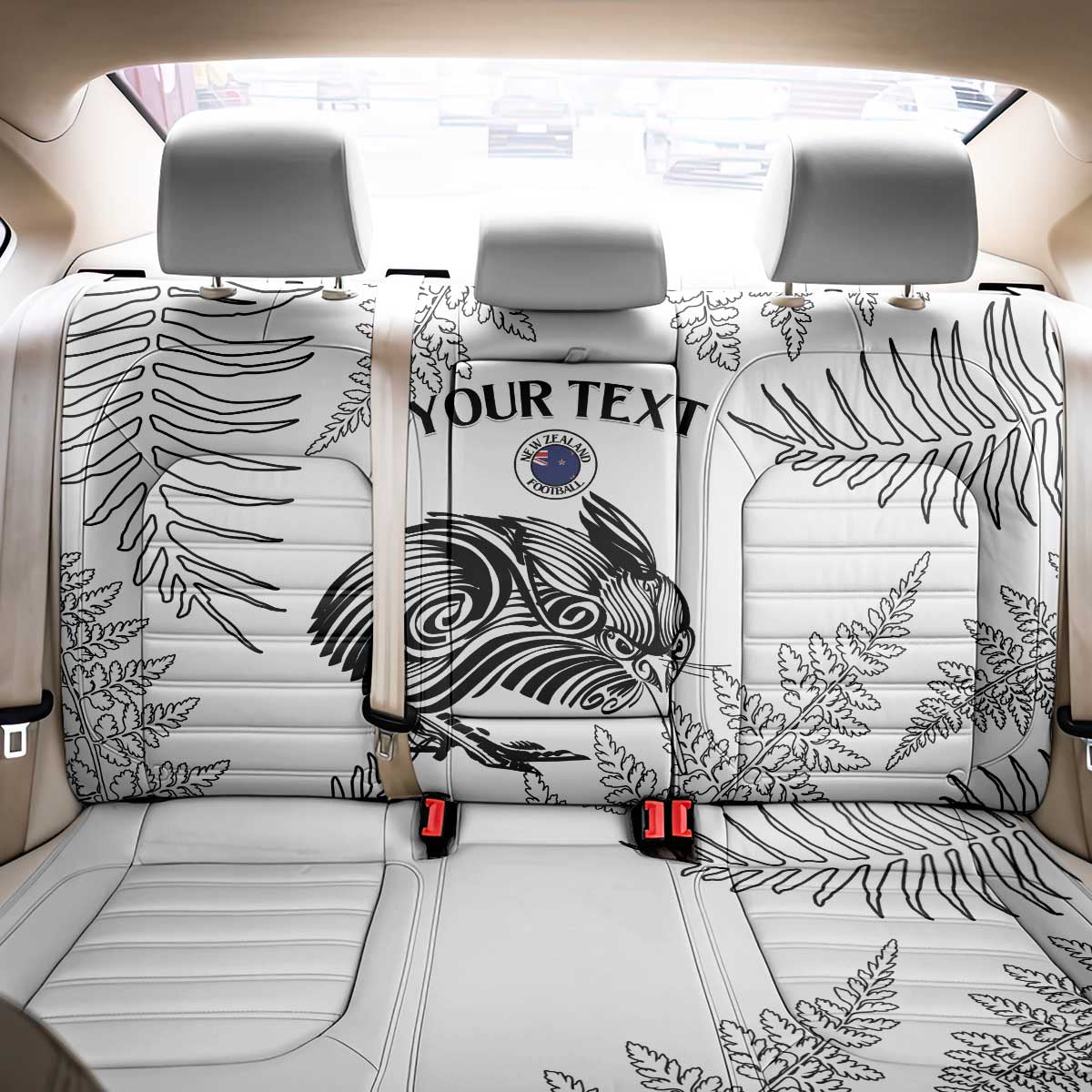 Custom New Zealand Kiwi Football Back Car Seat Cover Aotearoa Silver Fern LT14 - Polynesian Pride