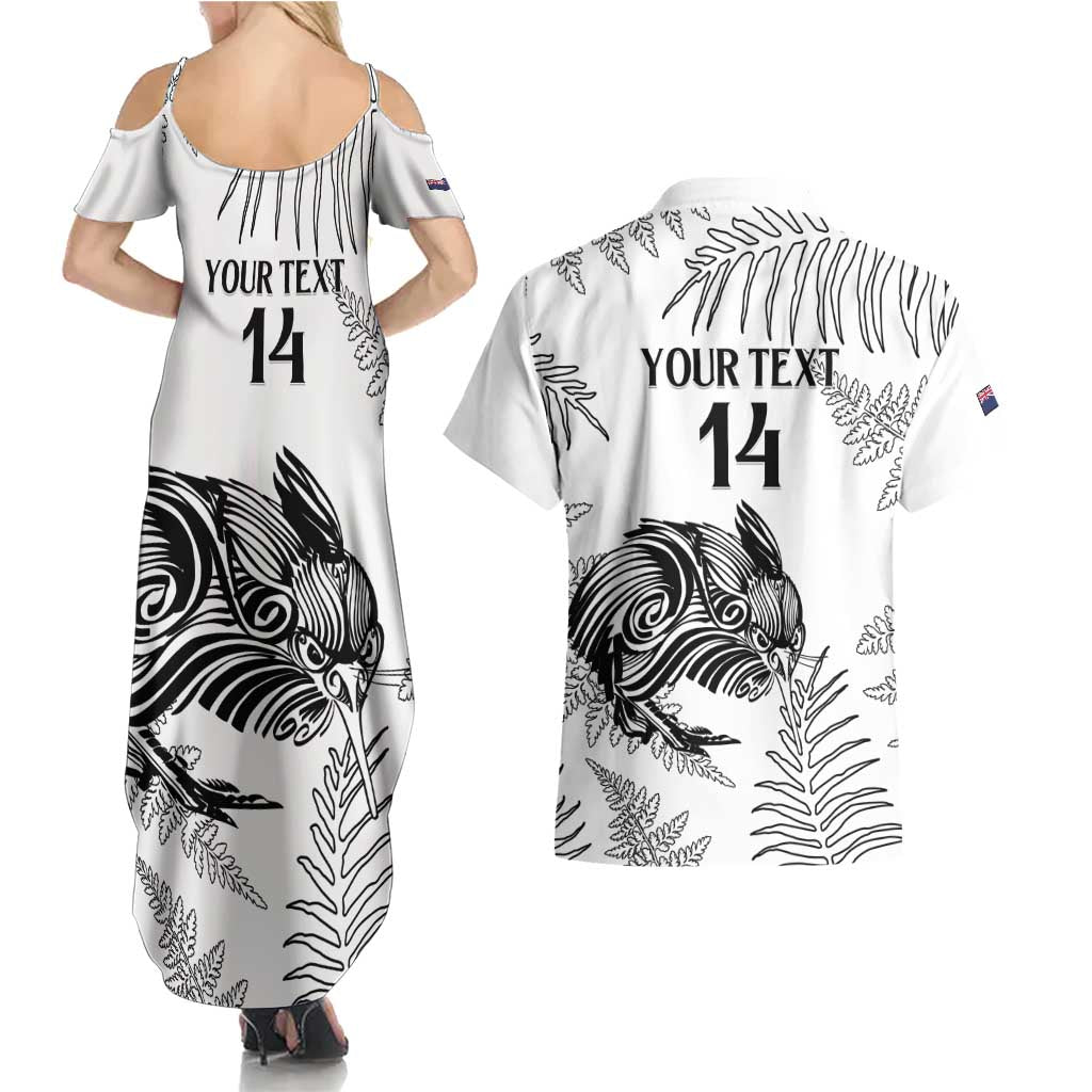 Custom New Zealand Kiwi Football Couples Matching Summer Maxi Dress and Hawaiian Shirt Aotearoa Silver Fern LT14 - Polynesian Pride