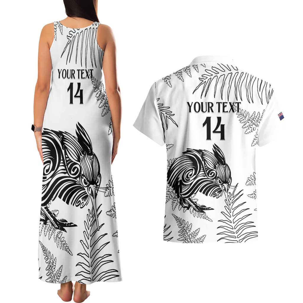 Custom New Zealand Kiwi Football Couples Matching Tank Maxi Dress and Hawaiian Shirt Aotearoa Silver Fern LT14 - Polynesian Pride