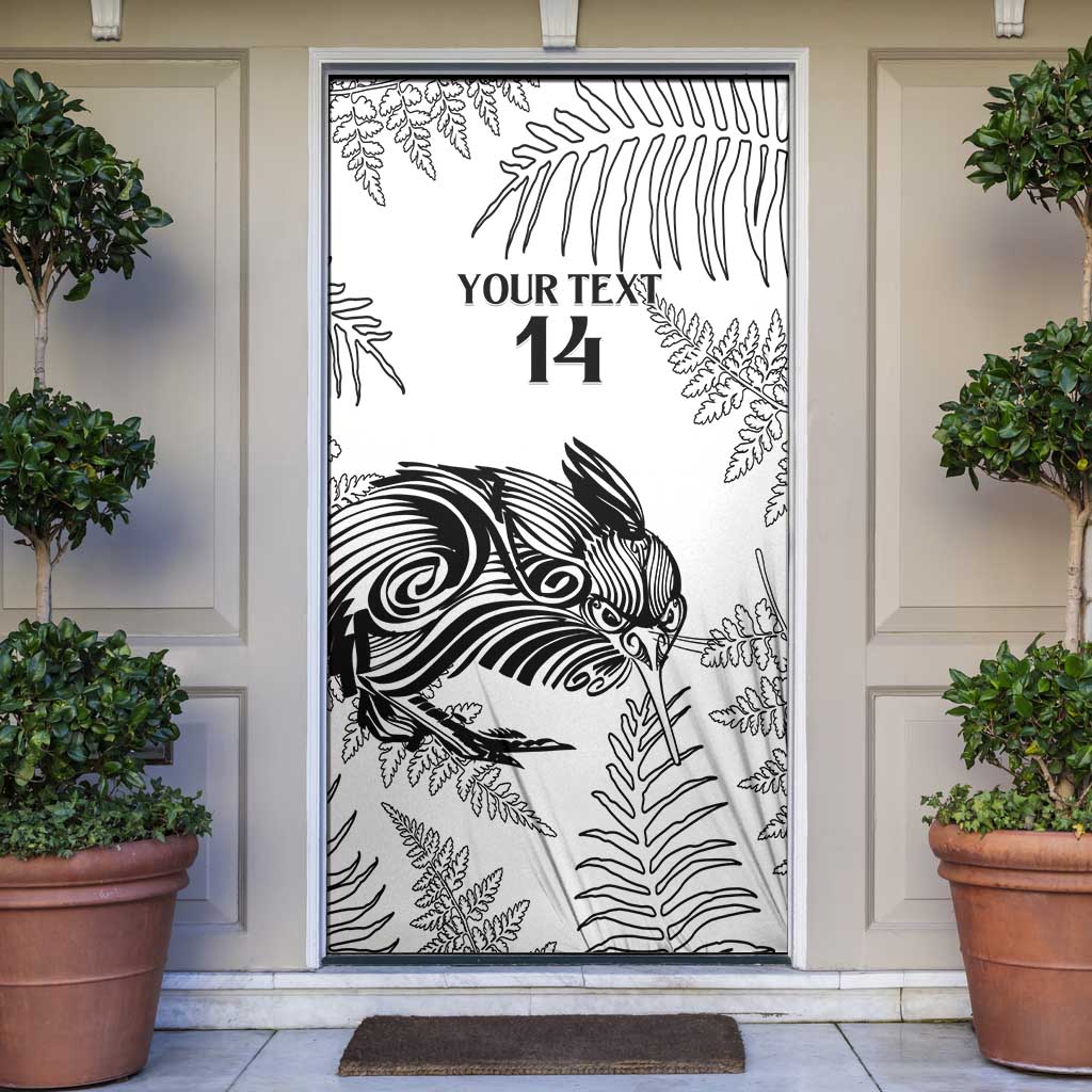 Custom New Zealand Kiwi Football Door Cover Aotearoa Silver Fern LT14 White - Polynesian Pride