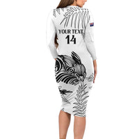 Custom New Zealand Kiwi Football Family Matching Long Sleeve Bodycon Dress and Hawaiian Shirt Aotearoa Silver Fern LT14 - Polynesian Pride
