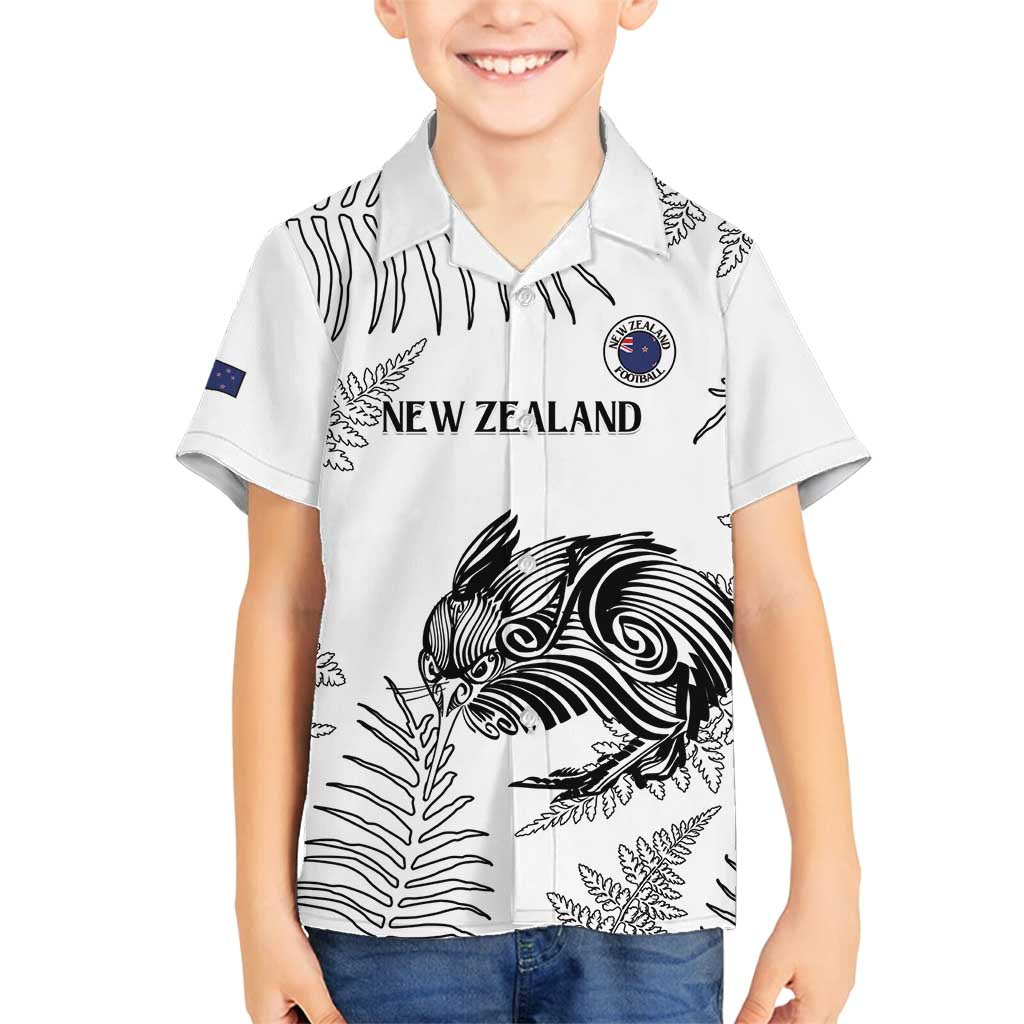 Custom New Zealand Kiwi Football Family Matching Long Sleeve Bodycon Dress and Hawaiian Shirt Aotearoa Silver Fern LT14 Son's Shirt White - Polynesian Pride