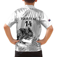 Custom New Zealand Kiwi Football Family Matching Off Shoulder Maxi Dress and Hawaiian Shirt Aotearoa Silver Fern LT14 - Polynesian Pride