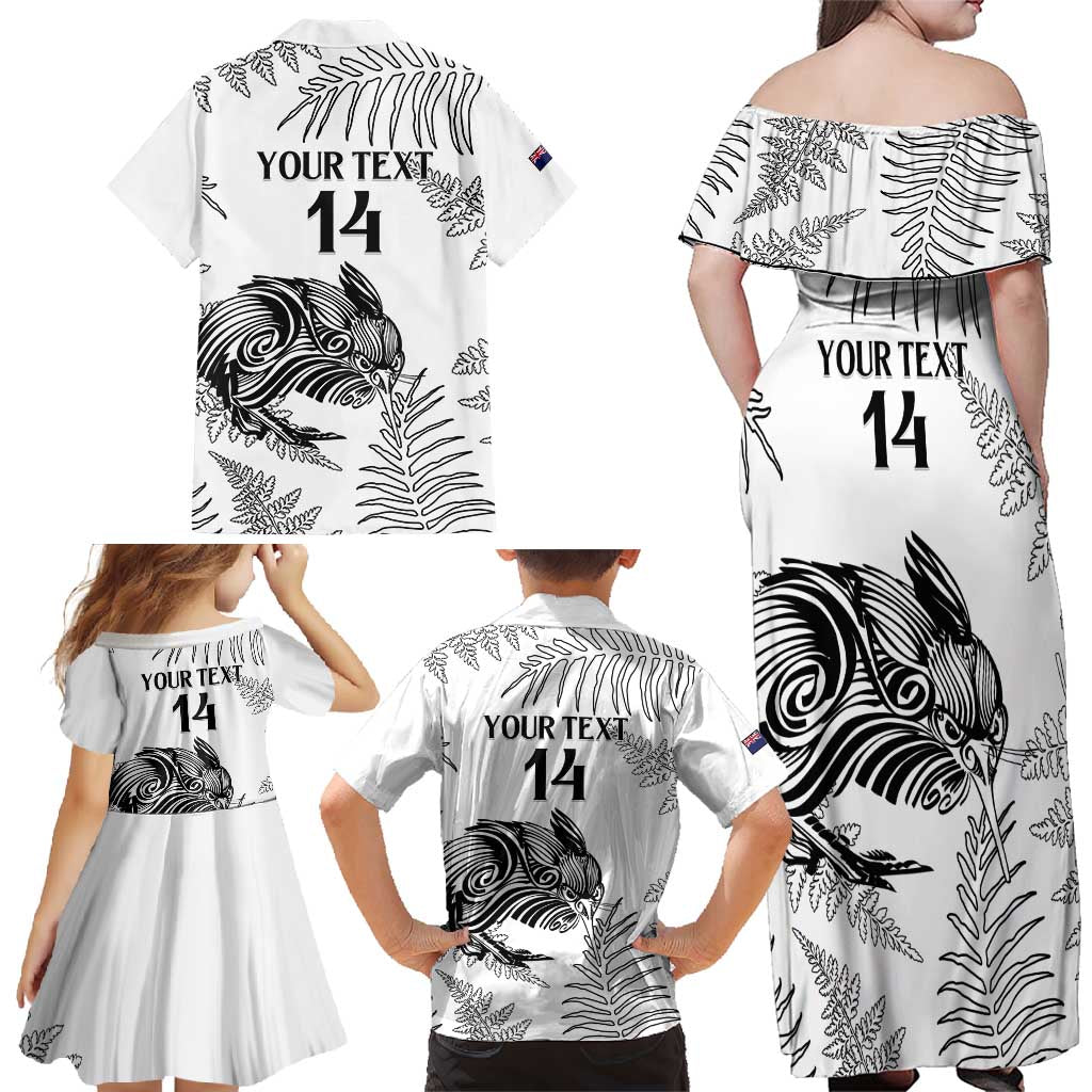 Custom New Zealand Kiwi Football Family Matching Off Shoulder Maxi Dress and Hawaiian Shirt Aotearoa Silver Fern LT14 - Polynesian Pride