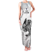 Custom New Zealand Kiwi Football Family Matching Tank Maxi Dress and Hawaiian Shirt Aotearoa Silver Fern LT14 Mom's Dress White - Polynesian Pride