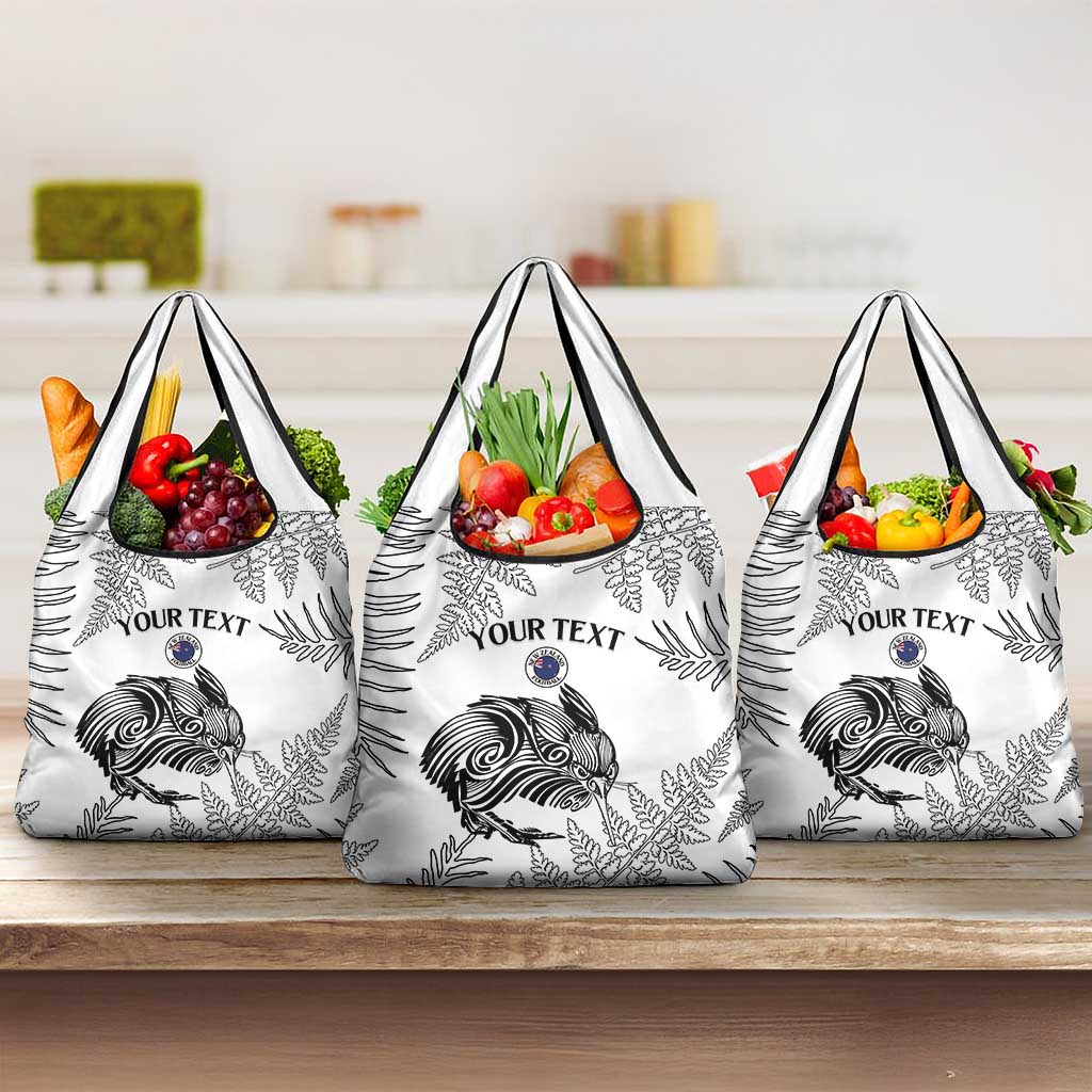 Custom New Zealand Kiwi Football Grocery Bag Aotearoa Silver Fern LT14 3-pack One Size White - Polynesian Pride