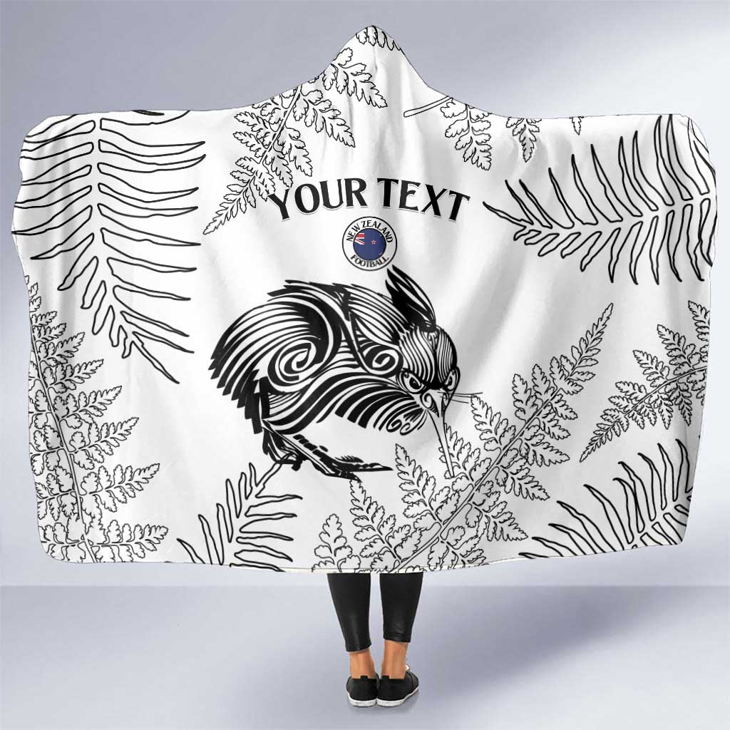 Custom New Zealand Kiwi Football Hooded Blanket Aotearoa Silver Fern LT14 One Size White - Polynesian Pride