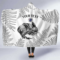 Custom New Zealand Kiwi Football Hooded Blanket Aotearoa Silver Fern LT14 One Size White - Polynesian Pride
