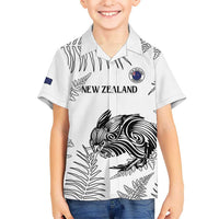 Custom New Zealand Kiwi Football Kid Hawaiian Shirt Aotearoa Silver Fern LT14 Kid White - Polynesian Pride