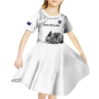 Custom New Zealand Kiwi Football Kid Short Sleeve Dress Aotearoa Silver Fern LT14 - Polynesian Pride
