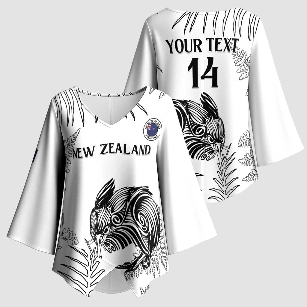 Custom New Zealand Kiwi Football Kimono Sleeve Blouse Aotearoa Silver Fern LT14 - Polynesian Pride