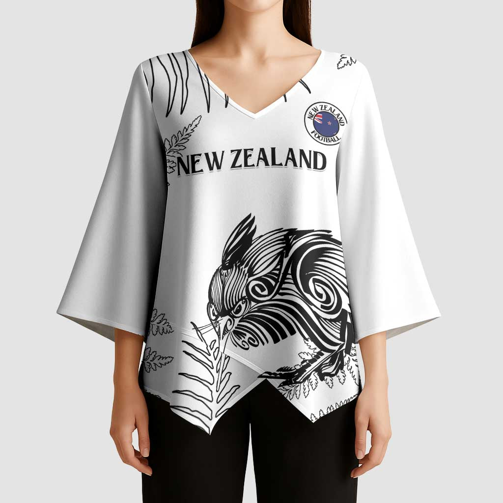 Custom New Zealand Kiwi Football Kimono Sleeve Blouse Aotearoa Silver Fern LT14 - Polynesian Pride