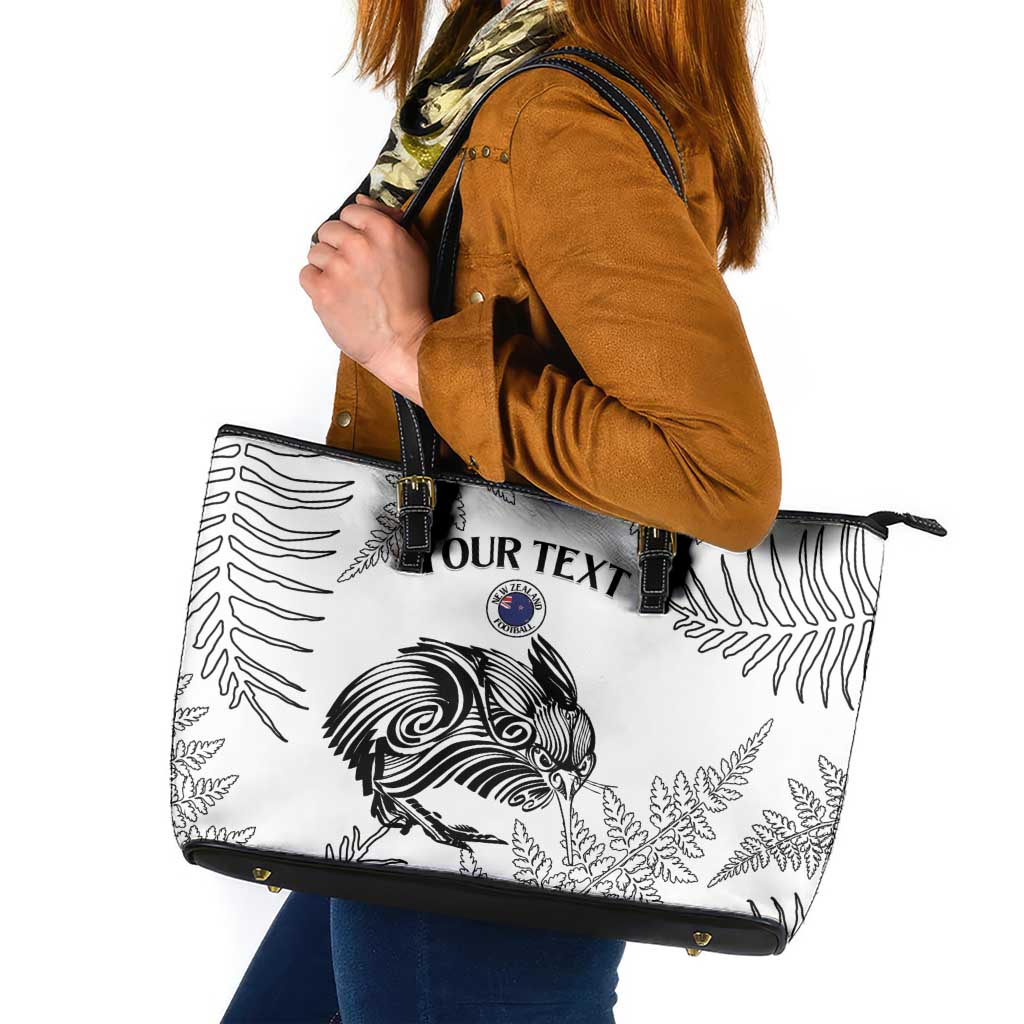 Custom New Zealand Kiwi Football Leather Tote Bag Aotearoa Silver Fern LT14 White - Polynesian Pride