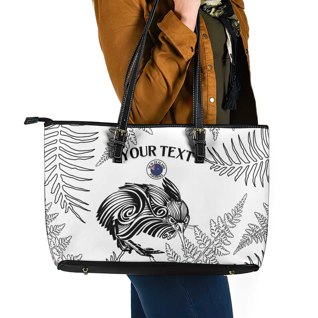 Custom New Zealand Kiwi Football Leather Tote Bag Aotearoa Silver Fern LT14 - Polynesian Pride