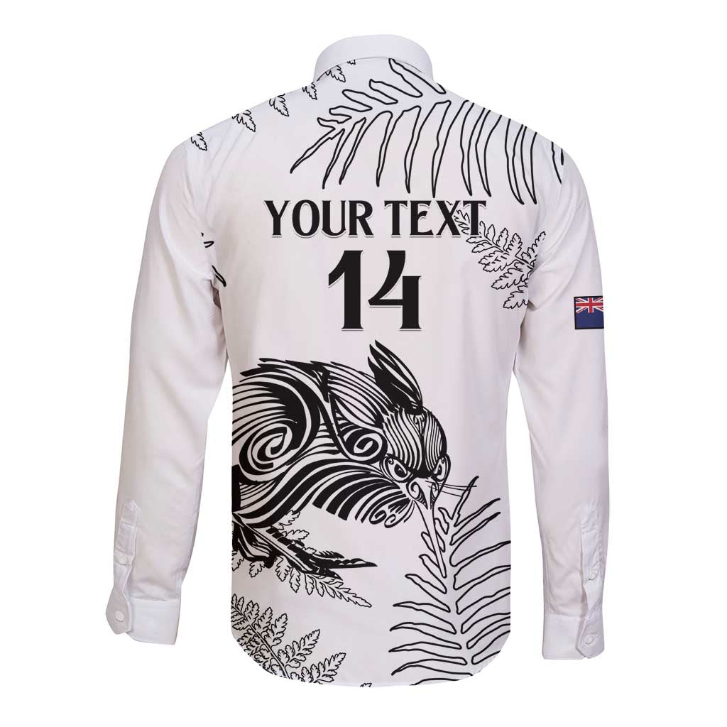 Custom New Zealand Kiwi Football Long Sleeve Button Shirt Aotearoa Silver Fern LT14 - Polynesian Pride