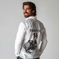 Custom New Zealand Kiwi Football Long Sleeve Polo Shirt Aotearoa Silver Fern LT14 - Polynesian Pride
