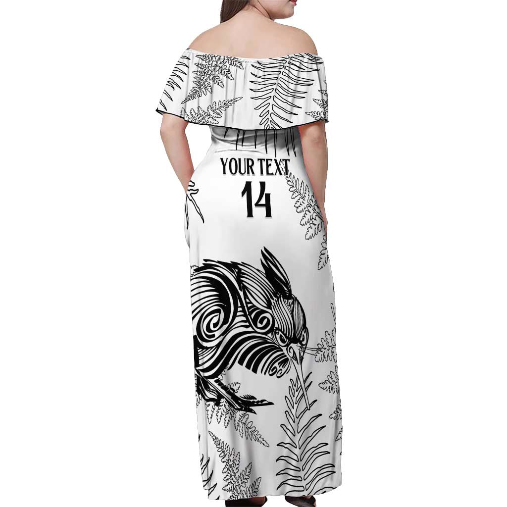 Custom New Zealand Kiwi Football Off Shoulder Maxi Dress Aotearoa Silver Fern LT14 - Polynesian Pride