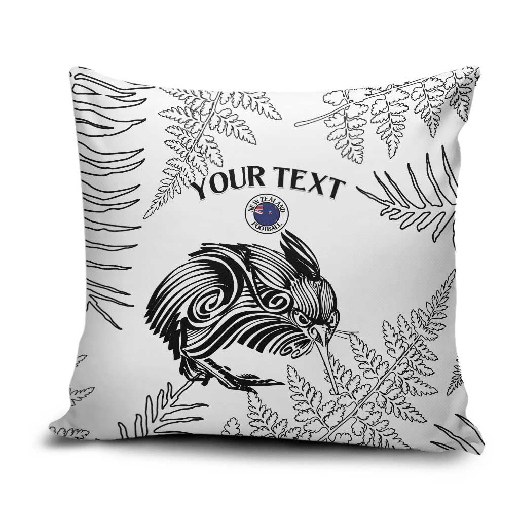 Custom New Zealand Kiwi Football Pillow Cover Aotearoa Silver Fern LT14 White - Polynesian Pride
