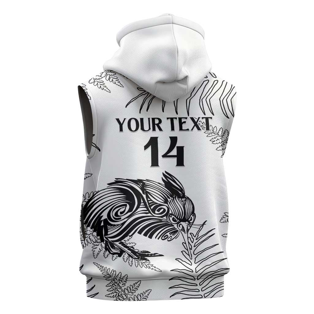 Custom New Zealand Kiwi Football Sleeveless Hoodie Aotearoa Silver Fern LT14 - Polynesian Pride