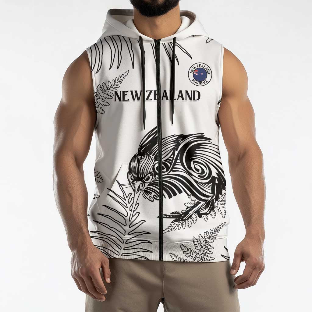 Custom New Zealand Kiwi Football Sleeveless Zip Hoodie Aotearoa Silver Fern LT14 - Polynesian Pride