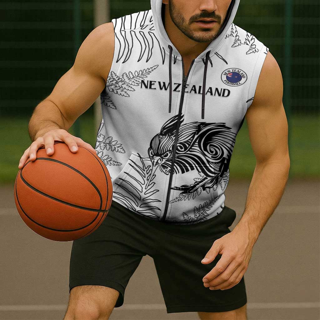 Custom New Zealand Kiwi Football Sleeveless Zip Hoodie Aotearoa Silver Fern LT14 - Polynesian Pride