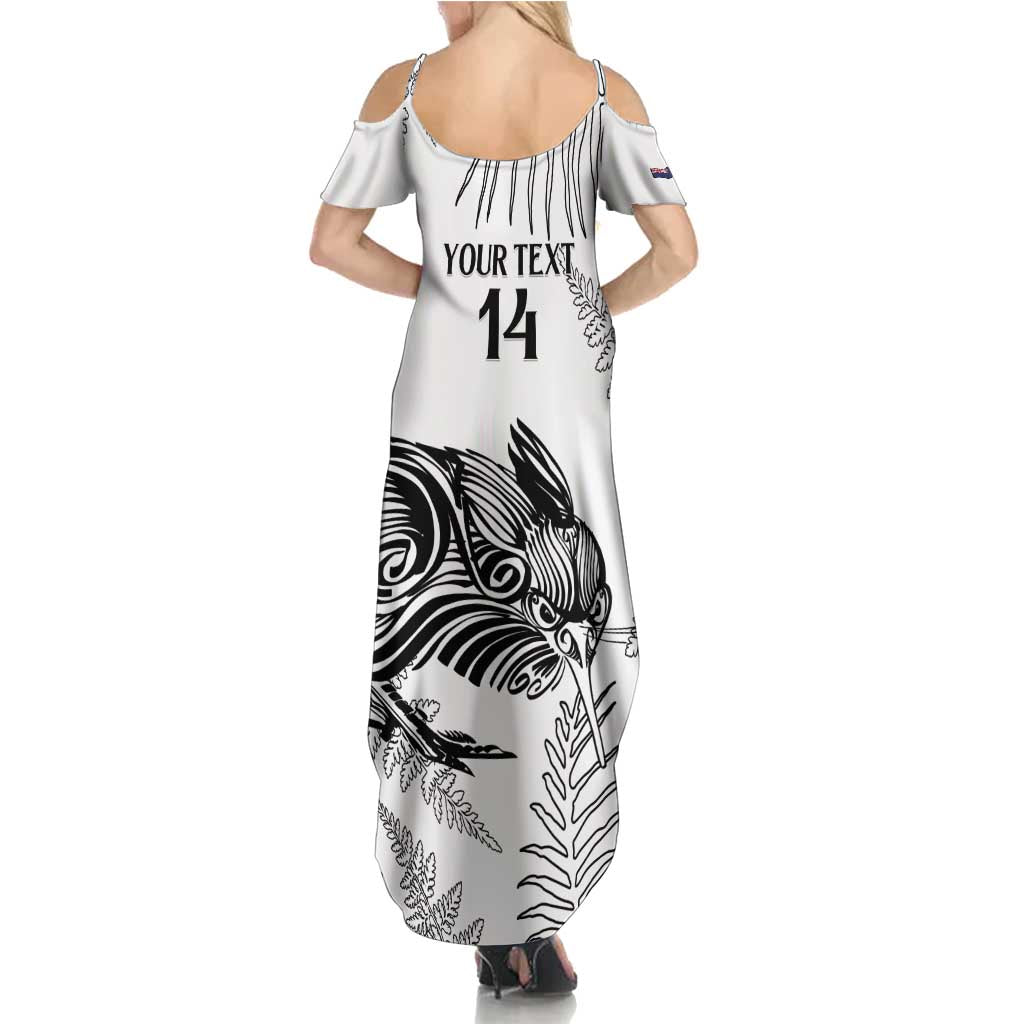 Custom New Zealand Kiwi Football Summer Maxi Dress Aotearoa Silver Fern LT14 - Polynesian Pride