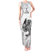 Custom New Zealand Kiwi Football Tank Maxi Dress Aotearoa Silver Fern LT14 Women White - Polynesian Pride