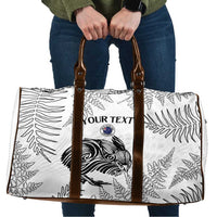 Custom New Zealand Kiwi Football Travel Bag Aotearoa Silver Fern LT14 White - Polynesian Pride
