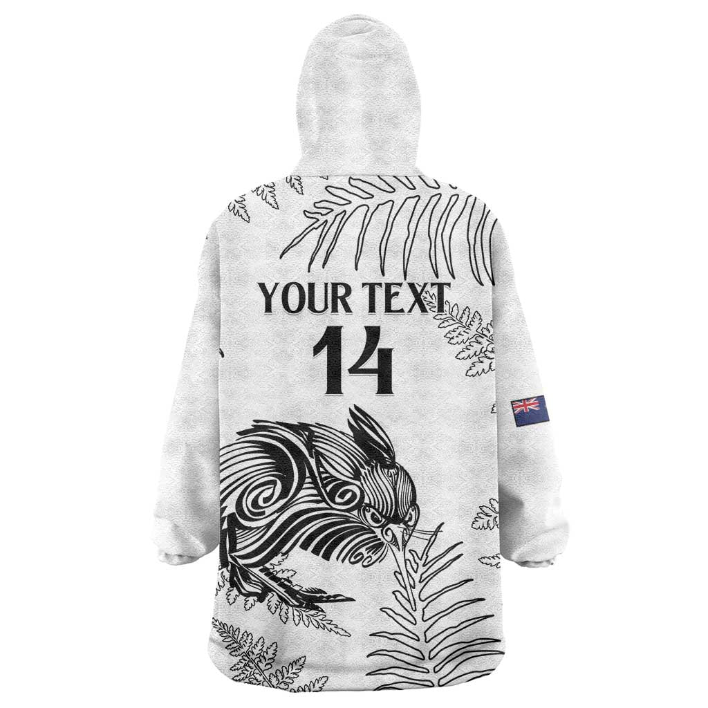 Custom New Zealand Kiwi Football Wearable Blanket Hoodie Aotearoa Silver Fern LT14 - Polynesian Pride