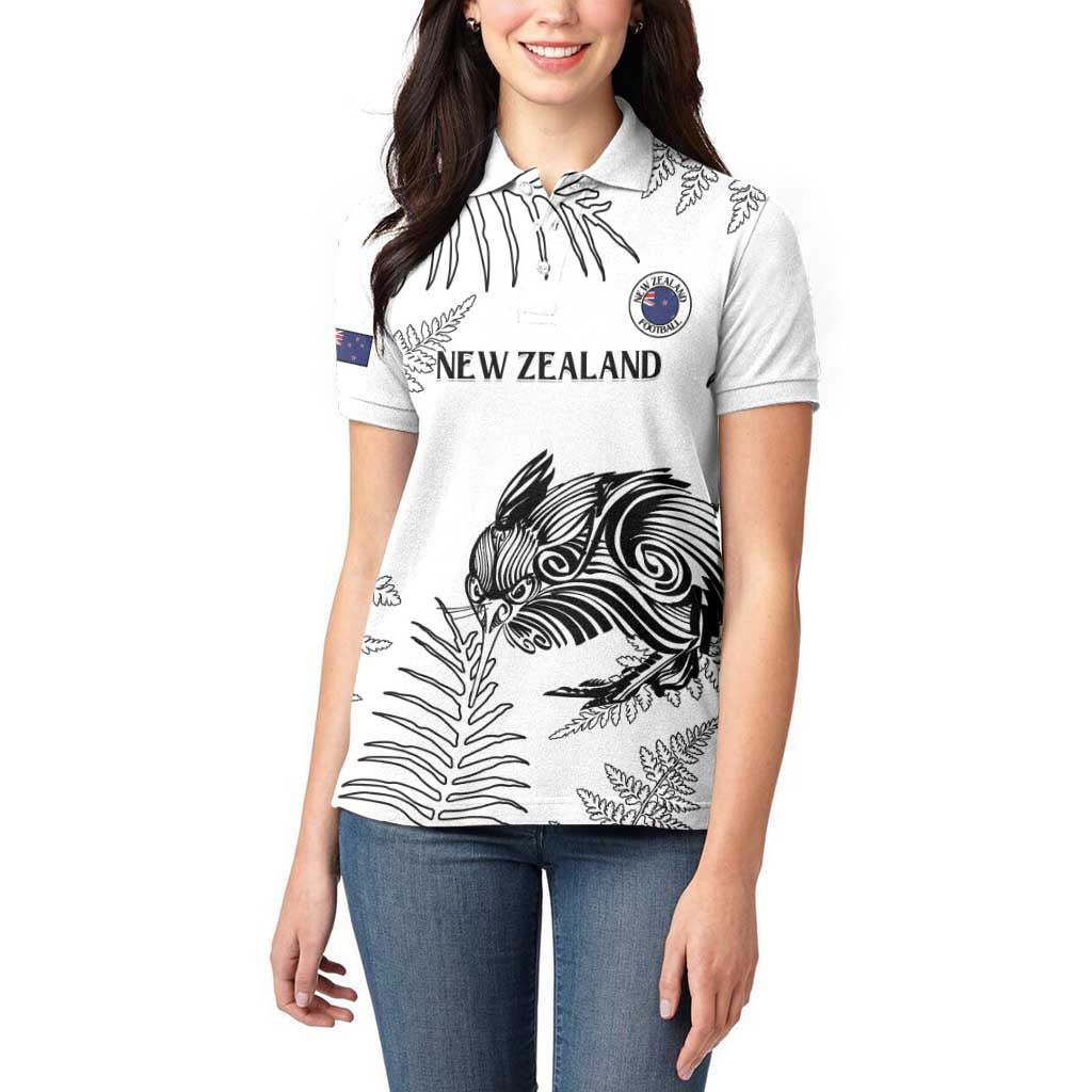 Custom New Zealand Kiwi Football Women Polo Shirt Aotearoa Silver Fern LT14 - Polynesian Pride