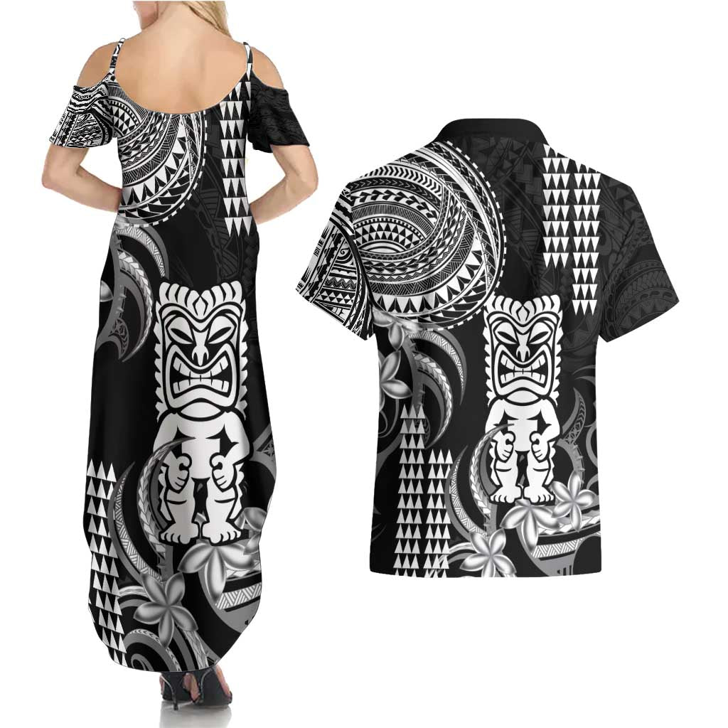 Hawaii Ku God Couples Matching Summer Maxi Dress and Hawaiian Shirt Kakau Mix Polynesian Tattoo LT14 - Polynesian Pride