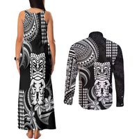 Hawaii Ku God Couples Matching Tank Maxi Dress and Long Sleeve Button Shirt Kakau Mix Polynesian Tattoo LT14 - Polynesian Pride