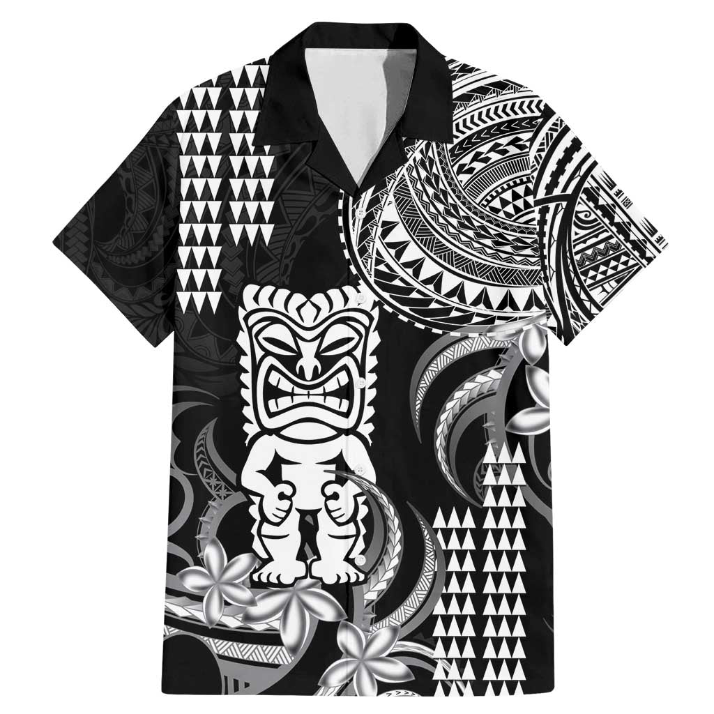 Hawaii Ku God Family Matching Mermaid Dress and Hawaiian Shirt Kakau Mix Polynesian Tattoo LT14 Dad's Shirt - Short Sleeve Black - Polynesian Pride