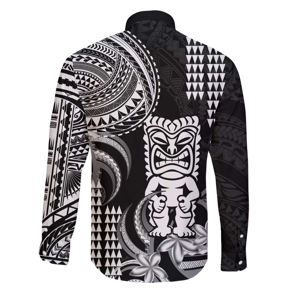 Hawaii Ku God Family Matching Off The Shoulder Long Sleeve Dress and Hawaiian Shirt Kakau Mix Polynesian Tattoo LT14 - Polynesian Pride