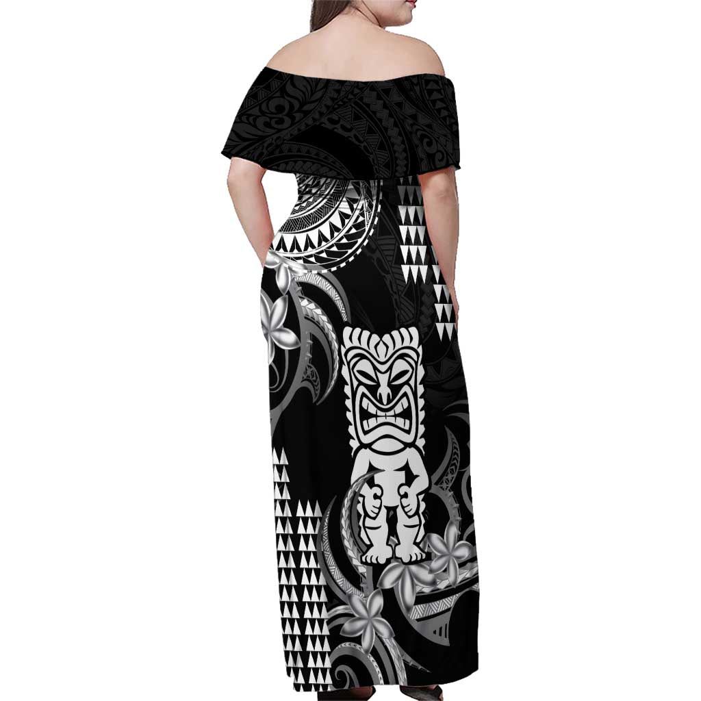 Hawaii Ku God Family Matching Off Shoulder Maxi Dress and Hawaiian Shirt Kakau Mix Polynesian Tattoo LT14 - Polynesian Pride