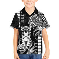 Hawaii Ku God Family Matching Puletasi and Hawaiian Shirt Kakau Mix Polynesian Tattoo LT14 Son's Shirt Black - Polynesian Pride
