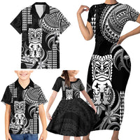 Hawaii Ku God Family Matching Short Sleeve Bodycon Dress and Hawaiian Shirt Kakau Mix Polynesian Tattoo LT14 - Polynesian Pride