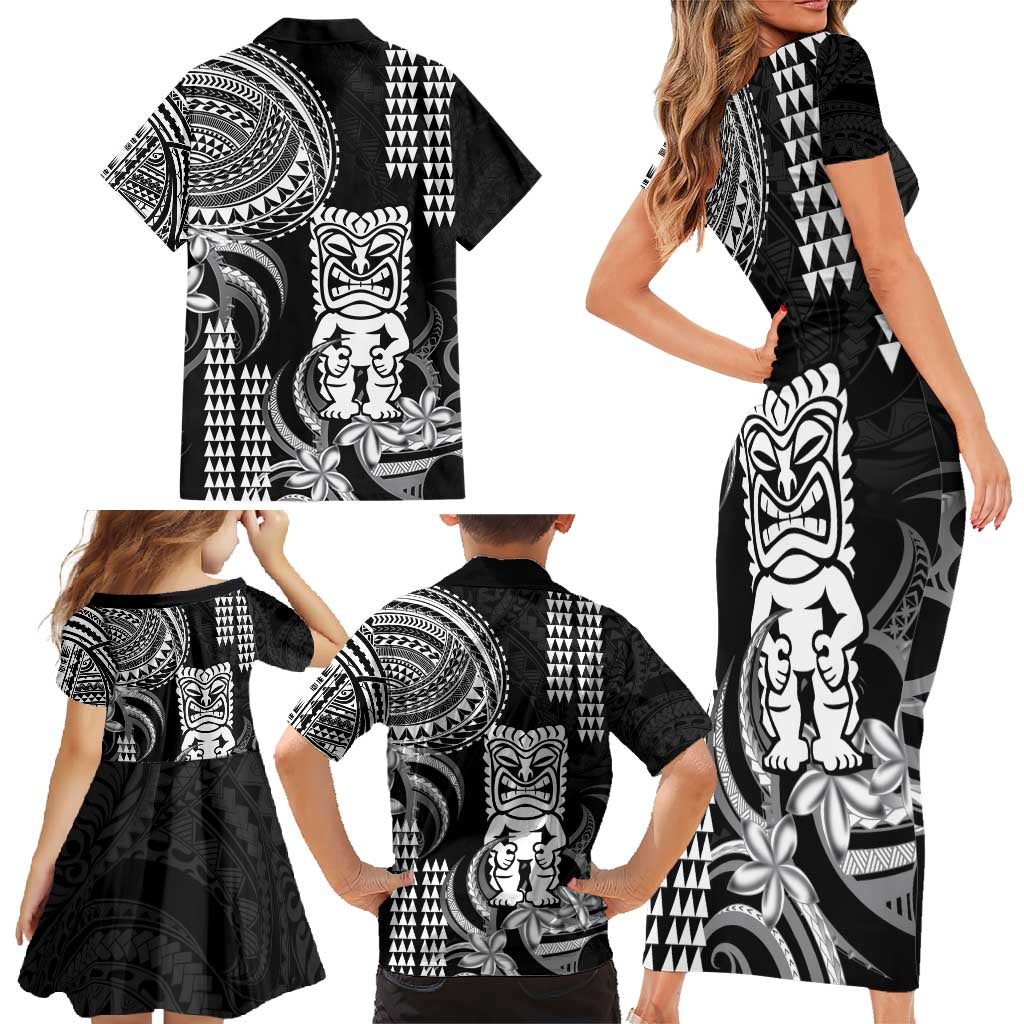 Hawaii Ku God Family Matching Short Sleeve Bodycon Dress and Hawaiian Shirt Kakau Mix Polynesian Tattoo LT14 - Polynesian Pride