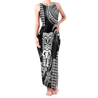Hawaii Ku God Family Matching Tank Maxi Dress and Hawaiian Shirt Kakau Mix Polynesian Tattoo LT14 Mom's Dress Black - Polynesian Pride