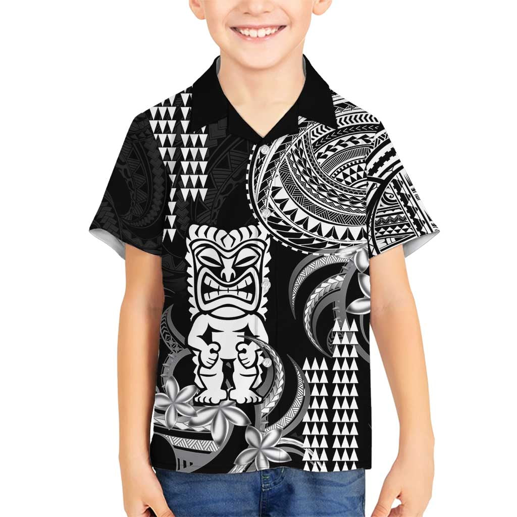Hawaii Ku God Family Matching Tank Maxi Dress and Hawaiian Shirt Kakau Mix Polynesian Tattoo LT14 Son's Shirt Black - Polynesian Pride