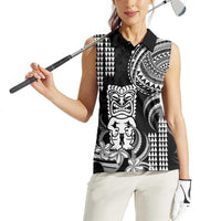 Hawaii Ku God Women Sleeveless Polo Shirt Kakau Mix Polynesian Tattoo LT14 - Polynesian Pride