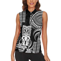 Hawaii Ku God Women Sleeveless Polo Shirt Kakau Mix Polynesian Tattoo LT14 - Polynesian Pride
