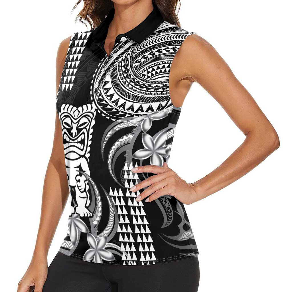 Hawaii Ku God Women Sleeveless Polo Shirt Kakau Mix Polynesian Tattoo LT14 - Polynesian Pride