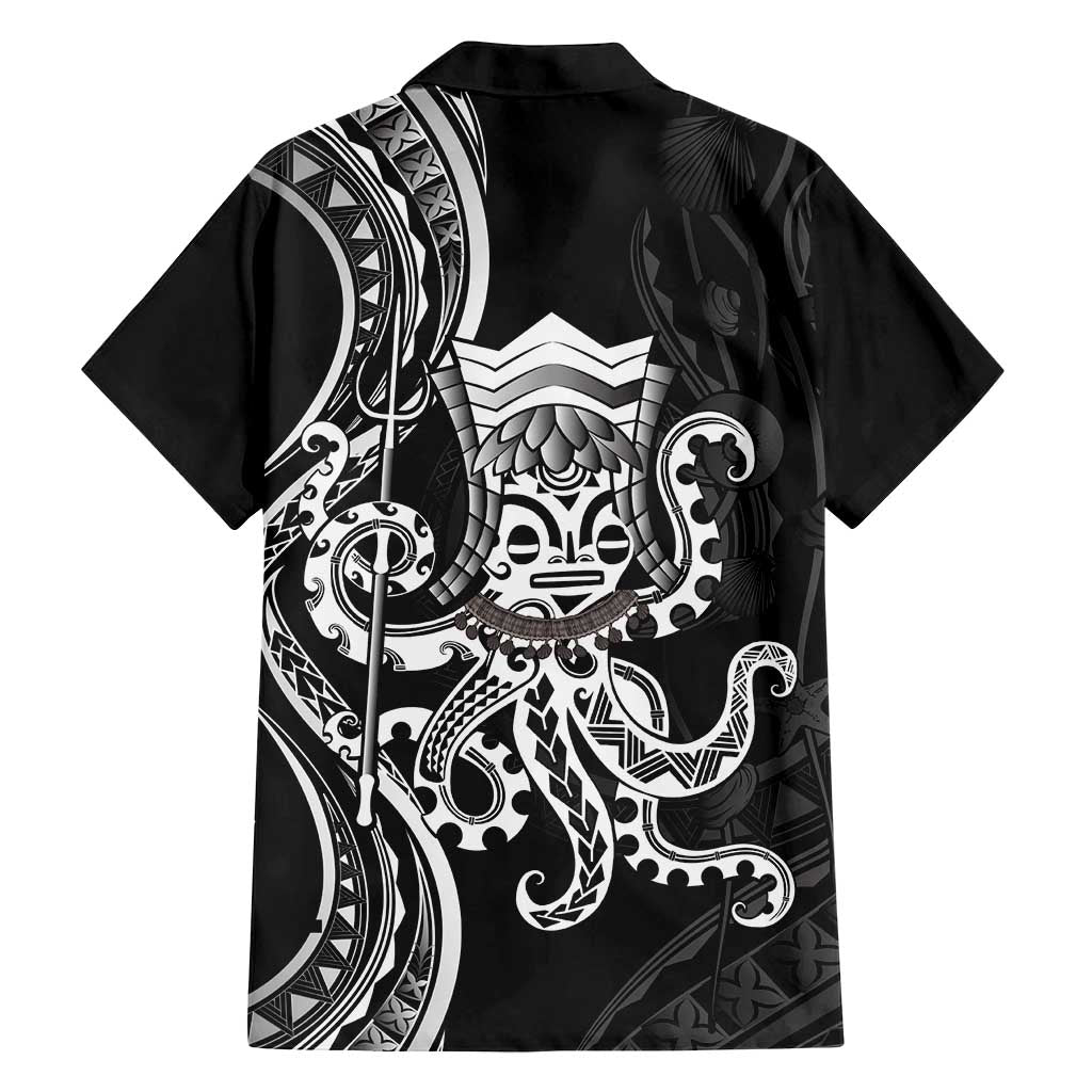 Black Hawaii Kanaloa God Family Matching Off Shoulder Maxi Dress and Hawaiian Shirt Hawaiian Octopus LT14 - Polynesian Pride